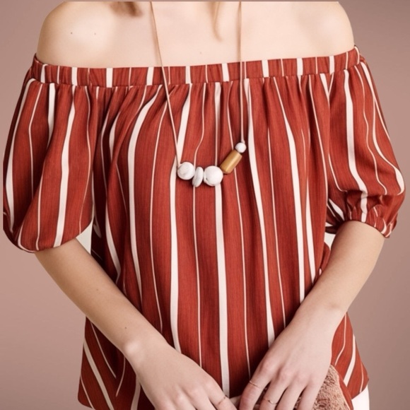 Anthropologie Women’s Eloise Off The Shoulder Top In Terracotta Size XS - Picture 1 of 7